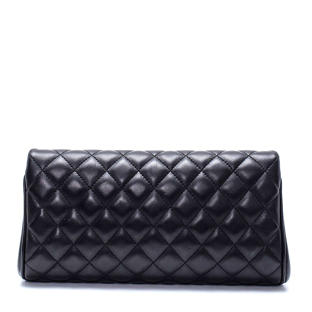 Chanel - Black Lambskin Leather Quilted Fold Up Again Clutch